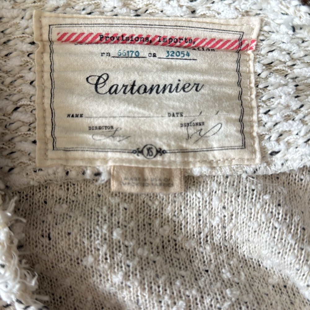 Anthropologie Cartonnier Boucle Knit Snap Peplum Cardigan Jacket small - Picture 7 of 9